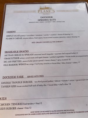 Menu photo 4 Plank's Tavern on the Water St. Joseph, MI