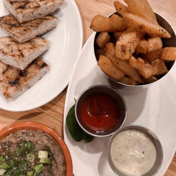 TAVERNA - Egg plant with pita + Greek Fries - Greek Near Me - Palo Alto, California TAVERNA - Egg plant with pita + Greek Fries - Greek Near Me - Palo Alto, California