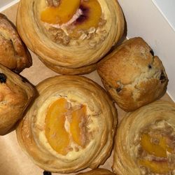 Peaches and cream danishes and blueberry scones