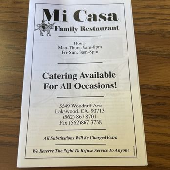 Mi Casa - Menu - Mexican Near Me - Lakewood, California Mi Casa - Menu - Mexican Near Me - Lakewood, California
