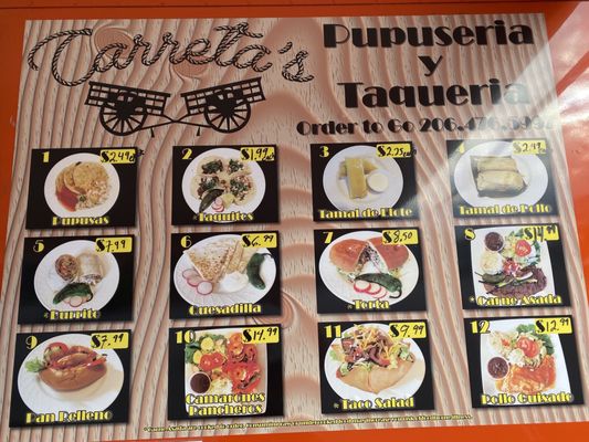 Menu photo 4 Carreta's Pupuseria Edgewood, WA