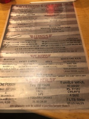 Menu photo 1 Springs Wings Colorado Springs, CO