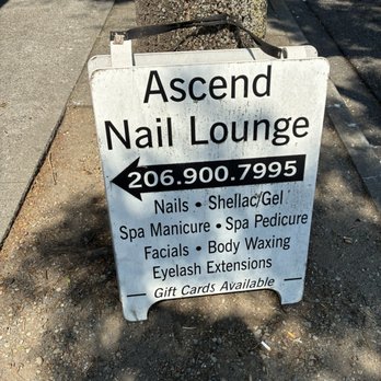 Ascend Nail Lounge - Signage with Services - Nail Salons Near Me - Seattle, Washington