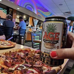 Mighty Meaty pizza w/ACE cider Mighty Meaty pizza w/ACE cider