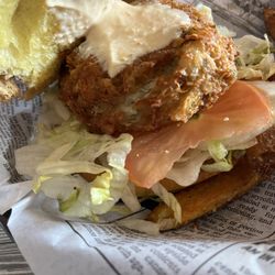 Unwined on the Water - Crab cake sandwich