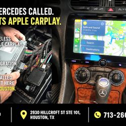 Houston Car Stereo - Wireless Apple CarPlay installation inside Mercedes with Bose fiber optic system by Houston Car Stereo Hillcroft in Houston Texas.