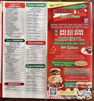 Menu photo 2 Robbie's Too Deli & Pizza Wappingers Falls, NY Menu photo 2 Robbie's Too Deli & Pizza Wappingers Falls, NY