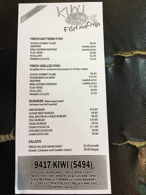 Menu photo 2 Kiwi Fish & Chips East Melbourne, VIC Menu photo 2 Kiwi Fish & Chips East Melbourne, VIC