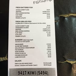 Kiwi Fish & Chips - Food menu - 02/05/16