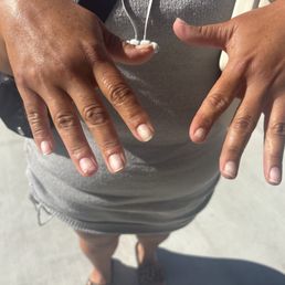 My so called clean not smooth broken, by the tech, nails. My so called clean not smooth broken, by the tech, nails.