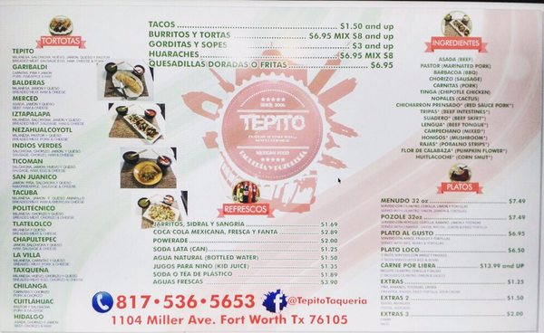 Menu photo 2 Taqueria Tepito Fort Worth, TX Menu photo 2 Taqueria Tepito Fort Worth, TX
