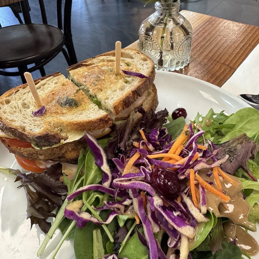 The Press - Pleasanton - Roast Turkey Pesto Panini and side salad - Cafes Near Me - Pleasanton, California The Press - Pleasanton - Roast Turkey Pesto Panini and side salad - Cafes Near Me - Pleasanton, California