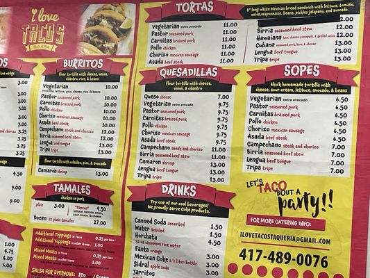 Menu photo 2 I Love Tacos Taqueria Springfield, MO Menu photo 2 I Love Tacos Taqueria Springfield, MO