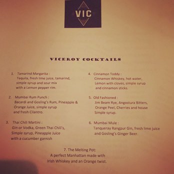Viceroy - Cocktail menu - Indian Near Me - Durham, North Carolina Viceroy - Cocktail menu - Indian Near Me - Durham, North Carolina