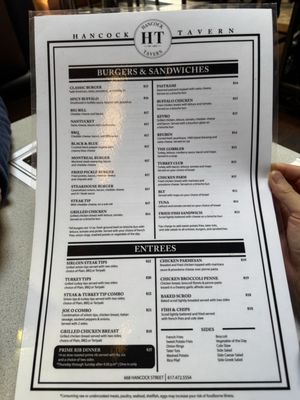 Menu photo 1 Hancock Tavern Quincy, MA Menu photo 1 Hancock Tavern Quincy, MA