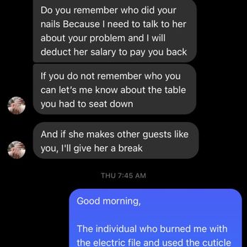 Oh My Nails - First initial response after I messaged my concern - Nail Salons Near Me - Hayward, California