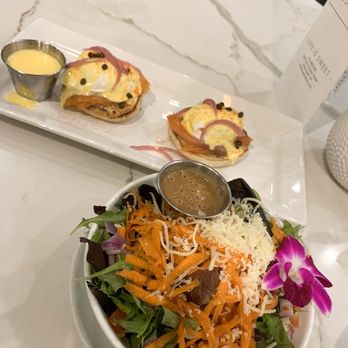 SweetDiner - Salmon Benedict with side salad - Diners Near Me - Milwaukee, Wisconsin SweetDiner - Salmon Benedict with side salad - Diners Near Me - Milwaukee, Wisconsin