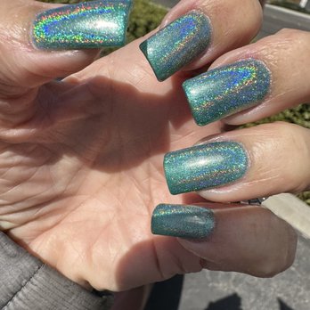 Pamper Nail Spa By Tracy - Another view of my favorite... Iridescent fairy dust on turquoise nail color. - Waxing Near Me - Huntington Beach, California Pamper Nail Spa By Tracy - Another view of my favorite... Iridescent fairy dust on turquoise nail color. - Waxing Near Me - Huntington Beach, California