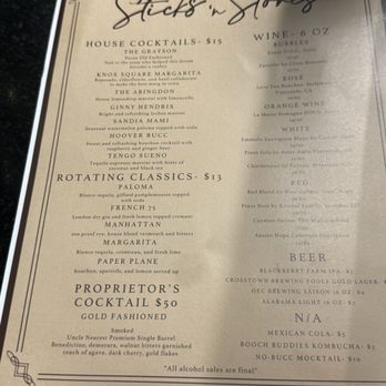 Sticks N Stones - Cocktail Bars Near Me - Hoover, Alabama Sticks N Stones - Cocktail Bars Near Me - Hoover, Alabama