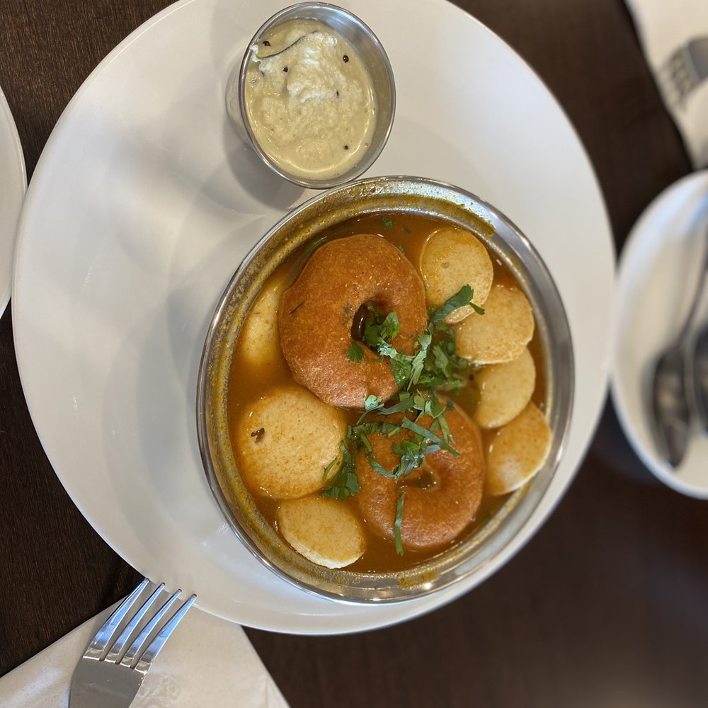 Dosa Grill - Idly and vada Dipped in Rasam - Vegetarian Near Me - East Windsor, New Jersey