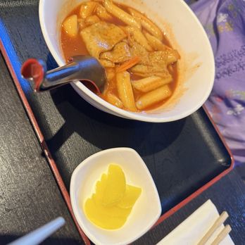 BeeCh, please - Tteokbokki and pickled radishes. - Korean Near Me - Cathedral City, California