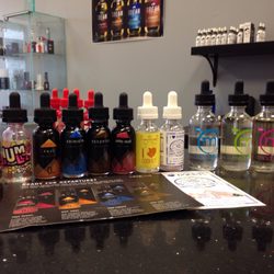 Hawkeye Vapor - The juice selection has definitely expanded since they opened. Lots of premiums here. No "bathtub" juices or in-house mixes.