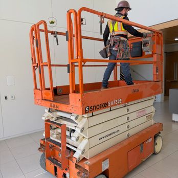 Mighty Machine Rentals - Snorkel S4732E electric scissor lift in action. Quiet and clean for indoor jobs in Orange County. - Trailer Rental Near Me - Laguna Hills, California Mighty Machine Rentals - Snorkel S4732E electric scissor lift in action. Quiet and clean for indoor jobs in Orange County. - Trailer Rental Near Me - Laguna Hills, California