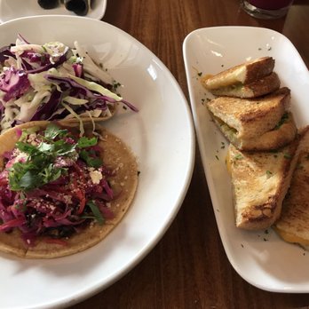 Seabirds Kitchen - Beer Battered Avocado Taco and Mushroom taco. And a side of Grilled Cheese! - Vegan Near Me - Costa Mesa, California
