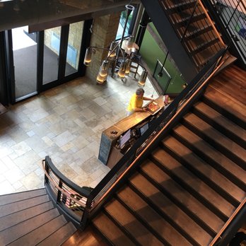Pinstripes - Stairs to lobby. - New American Near Me - Fort Worth, Texas Pinstripes - Stairs to lobby. - New American Near Me - Fort Worth, Texas