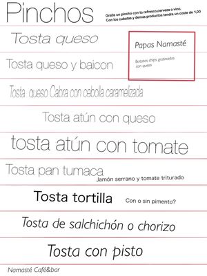 Menu photo 2 Namaste Cafe y Bar Ávila, AV Menu photo 2 Namaste Cafe y Bar Ávila, AV