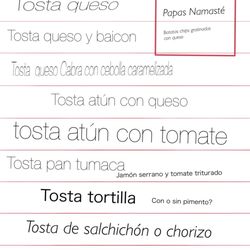 Namaste Cafe y Bar - Carta de pinchos