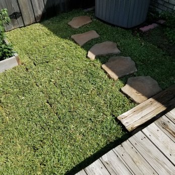 JV Tree Service and Landscaping - This wasn't a large sod job (1 pallet) but I knew I'd never be able to lay the entire backyard myself.  This is just the walk area. - Tree Services Near Me