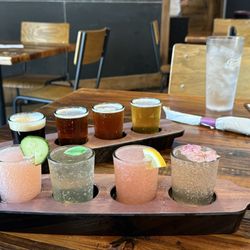 Burgaw Brewing - Mimosa flight "bed bath and beyond" inspired. Cucumber, green apple, raspberry and cherry blossom. Beer flight of available taps