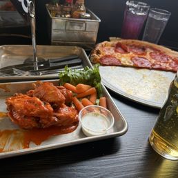 Wing, Pepperoni Pizza, Beer