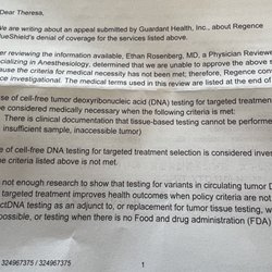 Regence BlueShield - The third appeal on this claim and the doctor who's making the decision obviously its$$ as he is not above gnom or oncologist experts