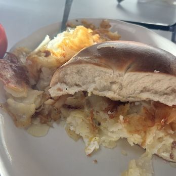 Olympic Flame Restaurant - Half of pork roll / taylor ham egg and cheese on bagel (where is the meat?) - New American Near Me - Wildwood, New Jersey