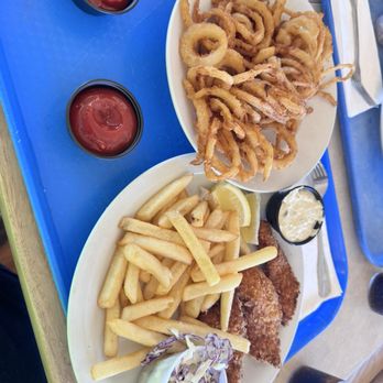 Woodies Cafe - Fish and chips with the onion "rings" - Seafood Near Me - Santa Cruz, California Woodies Cafe - Fish and chips with the onion "rings" - Seafood Near Me - Santa Cruz, California