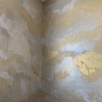 The Beautiful Painting Co. - A small bathroom alcove in golds and silver drips. - Painters Near Me