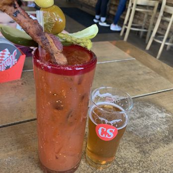 Cedar Springs Brewing Company - Bloody Mary with side car - German Near Me - Cedar Springs, Michigan