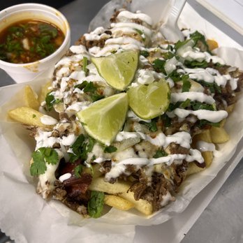 The Fix by PR - Loaded Birria Fries with side of consome - Tacos Near Me - Conroe, Texas The Fix by PR - Loaded Birria Fries with side of consome - Tacos Near Me - Conroe, Texas