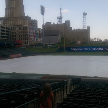 AutoZone Park - Rain passed through but tarp off field now - Stadiums & Arenas Near Me - Memphis, Tennessee