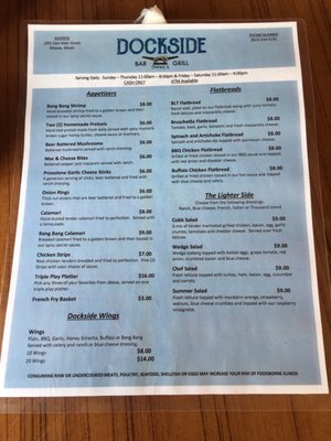 Menu photo 8 Dockside Bar & Grill Ottawa, IL