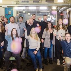 Direct Online Marketing - The whole Direct Online Marketing (DOM) team throwing onions (it's a long story) at the camera.