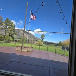 Indoor booth with view