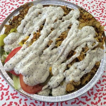 Jones Fried Chicken - Chicken over half spicy half regular rice with extra sauce - Halal Near Me - Houston, Texas