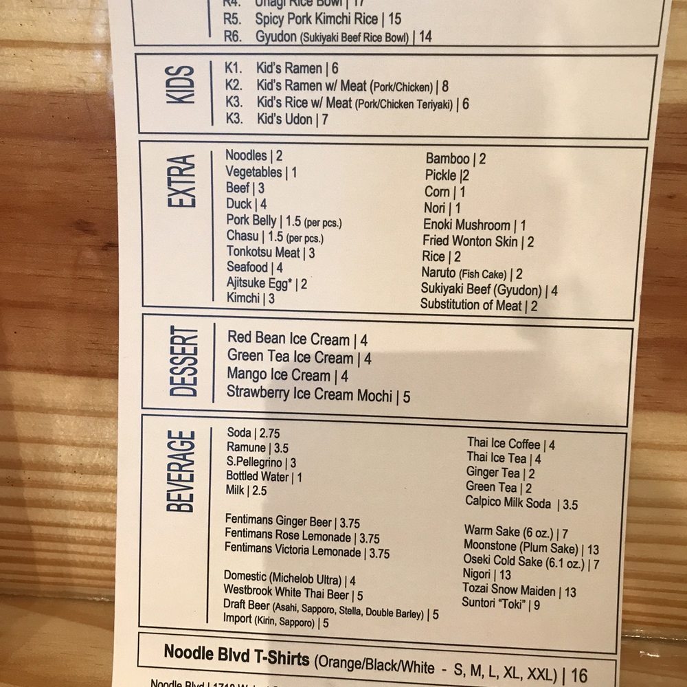 Noodle Boulevard - Menu - Ramen Near Me - Cary, North Carolina