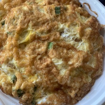 Saranrom Thai - Thai Omelette with rice under that comes with the Basil Minced Beef - Thai Near Me - Elmhurst, New York