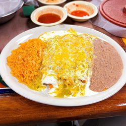 El Pueblito Mexican Cocina - 3 Chicken Enchiladas w/ green sauce & sour cream. ($13 ish)