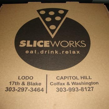 Sliceworks - Slice Works Packaging TO GO - TAKE AWAY Pizza Purchase - October 7th 2014 - Pizza Near Me - Denver, Colorado