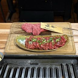 Our bbq order -- kalbi and Australian wagyu